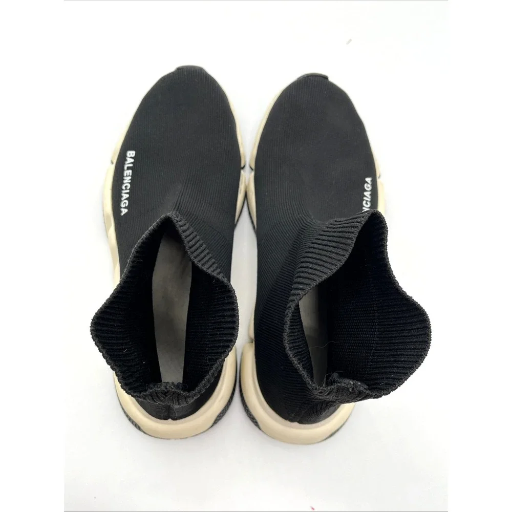 Balenciaga Speed 2.0 Sneakers Black White Sock Shoes Women's 6.5 No Insoles